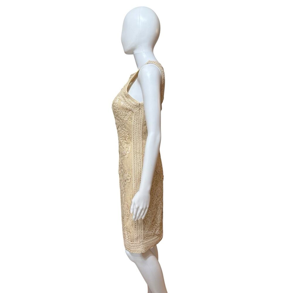 Sue Wong Nocturne Beige Lace Cocktail Dress Size 4 Embroidered Sheath Evening - Picture 5 of 12